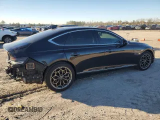 2021 Genesis G80 2.5T with VIN KMTGB4SC9MU046689, listed as a Copart auction lot 87193614 with 41,508 mi miles and Salvage Title. Bid and sale history available at DreamBid. Image 3.