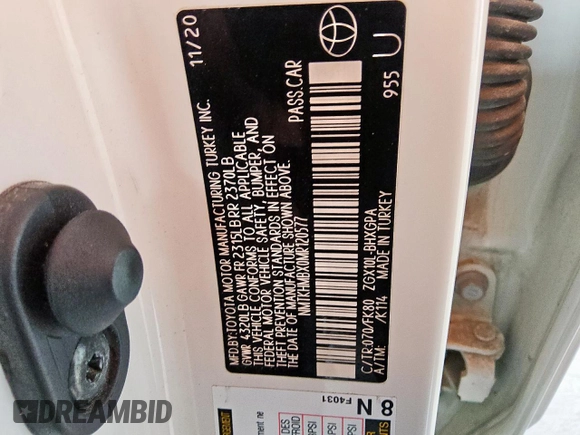 2021 Toyota C-HR LE z VIN NMTKHMBX0MR120577, wystawiony jako Copart lot #57019105 z przebiegiem 152 488 mil mil oraz Czysty tytuł • Clean title. Historia ofert i sprzedaży dostępna na DreamBid. Obrazek 12.
