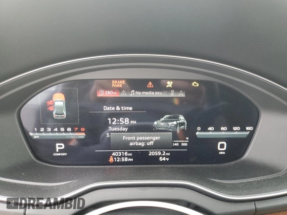 2022 Audi Q5 S line Premium Plus with VIN WA1EAAFY2N2020441, listed as a Copart auction lot 55841995 with 40,316 mi miles and Salvage title. Bid and sale history available at DreamBid. Image 9.