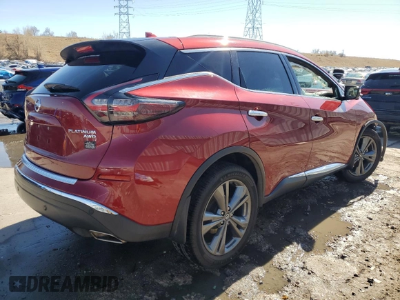 2020 Nissan Murano Platinum with VIN 5N1AZ2DS7LN156847, listed as a Copart auction lot 47846415 with Not provided miles and Salvage title. Bid and sale history available at DreamBid. Image 3.