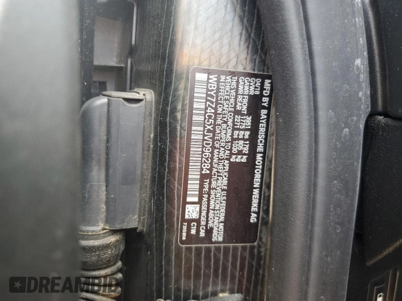 2018 BMW i3 with VIN WBY7Z4C5XJVD96284, listed as a Copart auction lot 61829155 with Not provided miles and Clean title. Bid and sale history available at DreamBid. Image 13.