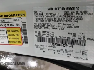 2015 Ford Fusion SE Hybrid with VIN 3FA6P0LU1FR225241, listed as a IAAI auction lot 42349797 with 85,725 mi miles and . Bid and sale history available at DreamBid. Image 9.