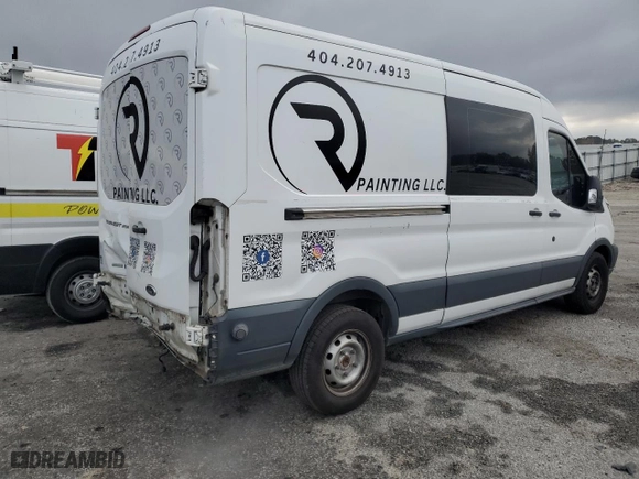 2016 Ford Transit Cargo Van with VIN 1FTYR2CG9GKA15172, listed as a Copart auction lot 87537575 with 214,227 mi miles and Salvage Title. Bid and sale history available at carsss.com. Image 3.