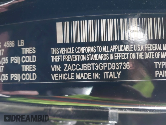 2016 Jeep Renegade Latitude with VIN ZACCJBBT3GPD93736, listed as a IAAI auction lot 41986406 with 98,571 mi miles. Bid and sale history available at carsss.com. Image 9.