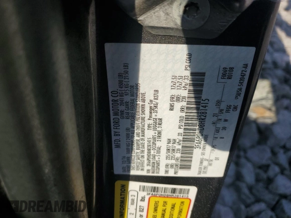 2017 Ford Fusion SE with VIN 3FA6P0HD8HR281415, listed as a Copart auction lot 52440205 with 130,171 mi miles and Salvage Title. Bid and sale history available at carsss.com. Image 14.
