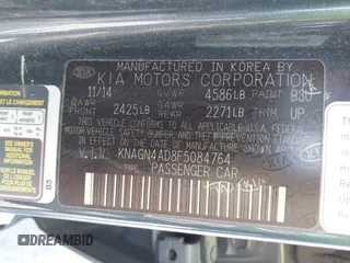 2015 Kia Optima EX z VIN KNAGN4AD8F5084764, wystawiony jako IAAI lot #42404405 z przebiegiem 158 587 mil mil oraz . Historia ofert i sprzedaży dostępna na DreamBid. Obrazek 9.