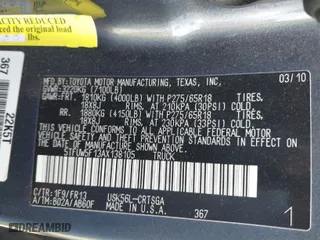 2010 Toyota Tundra 4WD Truck with VIN 5TFUW5F13AX138105, listed as a IAAI auction lot 41499018 with 295,414 mi miles. Bid and sale history available at carsss.com. Image 9.