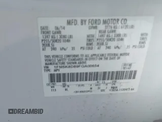 2015 Ford Explorer XLT with VIN 1FM5K8D89FGA00654, listed as a IAAI auction lot 42132102 with 135,463 mi miles and . Bid and sale history available at carsss.com. Image 9.
