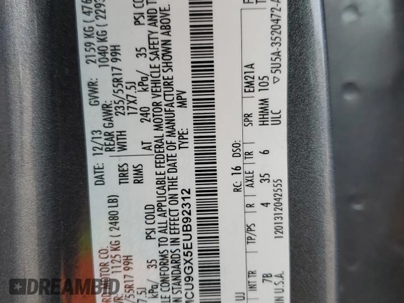 2014 Ford Escape SE with VIN 1FMCU9GX5EUB92312, listed as a Copart auction lot 53983105 with 116,902 mi miles and Clean Title. Bid and sale history available at carsss.com. Image 13.