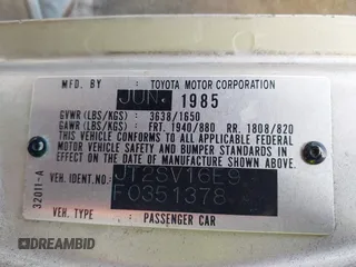 1985 Toyota Camry z VIN JT2SV16E9F0351378, wystawiony jako IAAI lot #41605627 z przebiegiem 192 476 mil mil oraz . Historia ofert i sprzedaży dostępna na DreamBid. Obrazek 9.