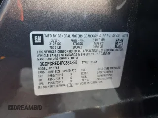 2015 Chevrolet Silverado 1500 LT with VIN 3GCPCREC4FG534880, listed as a Copart auction lot 56717375 with 103,151 mi miles and Salvage Title. Bid and sale history available at DreamBid. Image 12.