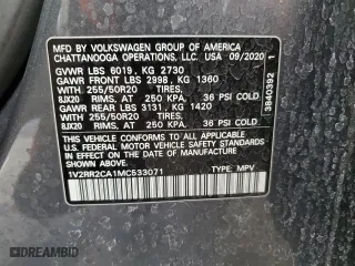 2021 Volkswagen Atlas 3.6L V6 SE w/Technology R-Line with VIN 1V2RR2CA1MC533071, listed as a Copart auction lot 48988215 with 78,881 mi miles and Salvage Title. Bid and sale history available at carsss.com. Image 13.