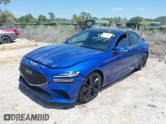 2023 Genesis G70 2.0T with VIN KMTG34TA1PU111825, listed as a IAAI auction lot 42030503 with 1 mi miles. Bid and sale history available at carsss.com. Image 17.