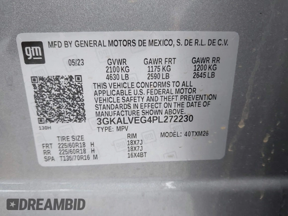 2023 GMC Terrain SLT with VIN 3GKALVEG4PL272230, listed as a IAAI auction lot 41896578 with 21,009 mi miles and . Bid and sale history available at carsss.com. Image 9.