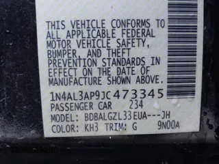 2018 Nissan Altima 2.5 S with VIN 1N4AL3AP9JC473345, listed as a IAAI auction lot 41803135 with 92,173 mi miles. Bid and sale history available at carsss.com. Image 9.