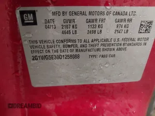 2013 Chevrolet Impala LT with VIN 2G1WG5E30D1258088, listed as a IAAI auction lot 42088699 with 145,416 mi miles and . Bid and sale history available at DreamBid. Image 9.