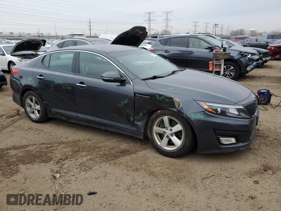 2015 Kia Optima LX with VIN KNAGM4A79F5642604, listed as a Copart auction lot 85157924 with 62,066 mi miles and Salvage Title. Bid and sale history available at carsss.com. Image 4.