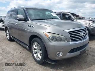 2014 Infiniti QX80 with VIN JN8AZ2NE0E9069465, listed as a IAAI auction lot 41967613 with 112,004 mi miles. Bid and sale history available at carsss.com. Image 1.