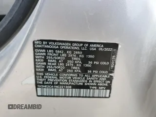 2022 Volkswagen Atlas SE with VIN 1V2HE2CA1NC221308, listed as a Copart auction lot 54769555 with Not provided miles and Clean title. Bid and sale history available at DreamBid. Image 13.