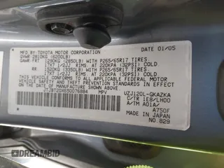 2005 Lexus GX 470 z VIN JTJBT20X650076884, wystawiony jako IAAI lot #41776915 z przebiegiem 219 091 mil mil oraz . Historia ofert i sprzedaży dostępna na DreamBid. Obrazek 9.