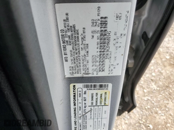 2017 Lincoln MKZ Hybrid Premiere with VIN 3LN6L5KU2HR602145, listed as a Copart auction lot 51328775 with 171,521 mi miles and Salvage Title. Bid and sale history available at carsss.com. Image 12.
