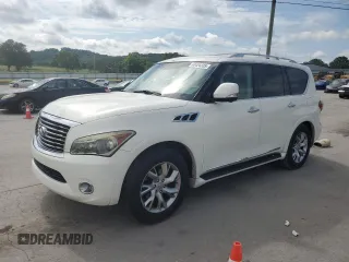 2012 Infiniti QX56 8-passenger with VIN JN8AZ2NC5C9317835, listed as a Copart auction lot 63424335 with 152,737 mi miles and Salvage title. Bid and sale history available at DreamBid. Image 1.