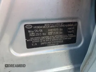 2007 Hyundai Sonata SE z VIN 5NPEU46F57H184958, wystawiony jako Copart lot #54303745 z przebiegiem 139 964 mil mil oraz Szkoda całkowita • Salvage title. Historia ofert i sprzedaży dostępna na DreamBid. Obrazek 12.