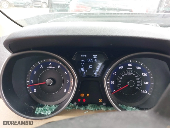 2013 Hyundai Elantra GLS with VIN 5NPDH4AE6DH393782, listed as a IAAI auction lot 42007025 with 96,918 mi miles. Bid and sale history available at carsss.com. Image 7.
