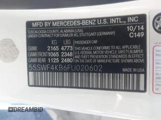 2015 Mercedes-Benz C-Class C 300 Luxury with VIN 55SWF4KB6FU020602, listed as a IAAI auction lot 41899959 with 150,516 mi miles. Bid and sale history available at carsss.com. Image 9.