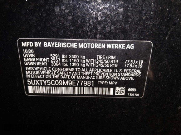 2021 BMW X3 xDrive30i with VIN 5UXTY5C09M9E77981, listed as a IAAI auction lot 41965697 with 61,723 mi miles and . Bid and sale history available at DreamBid. Image 9.