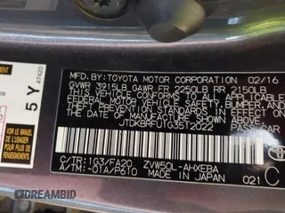 2016 Toyota Prius Two with VIN JTDKBRFU1G3512022, listed as a IAAI auction lot 41895173 with 105,844 mi miles. Bid and sale history available at carsss.com. Image 9.