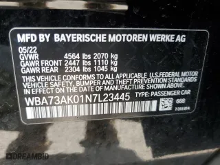 2022 BMW 2 Series 228i xDrive with VIN WBA73AK01N7L23445, listed as a Copart auction lot 47746645 with 25,483 mi miles and Salvage Title. Bid and sale history available at carsss.com. Image 14.