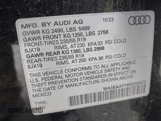 2024 Audi Q5 S line Premium Plus with VIN WA1EAAFY8R2025472, listed as a IAAI auction lot 42371409 with 10,737 mi miles and . Bid and sale history available at DreamBid. Image 8.