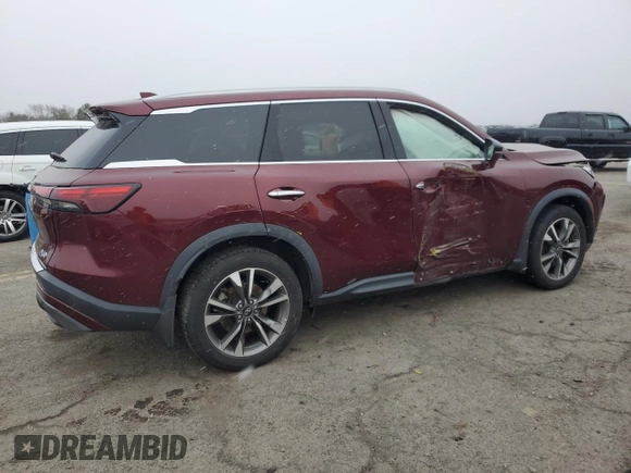 2022 Infiniti QX60 Luxe with VIN 5N1DL1FS7NC330131, listed as a Copart auction lot 87463584 with Not provided miles and Salvage title. Bid and sale history available at DreamBid. Image 3.