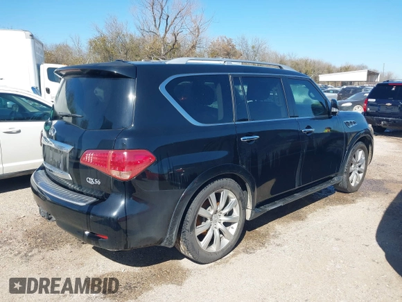 2012 Infiniti QX56 8-passenger with VIN JN8AZ2ND1C9715889, listed as a IAAI auction lot 41440893 with 221,212 mi miles and . Bid and sale history available at DreamBid. Image 4.