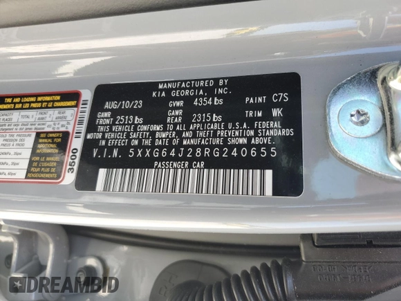 2024 Kia K5 GT-Line z VIN 5XXG64J28RG240655, wystawiony jako Copart lot #53449025 z przebiegiem 47 580 mil mil oraz Szkoda całkowita • Salvage title. Historia ofert i sprzedaży dostępna na DreamBid. Obrazek 14.