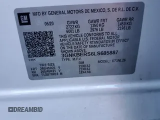 2020 Chevrolet Blazer RS with VIN 3GNKBERS6LS685887, listed as a Copart auction lot 55121675 with 47,743 mi miles and Salvage title. Bid and sale history available at DreamBid. Image 14.