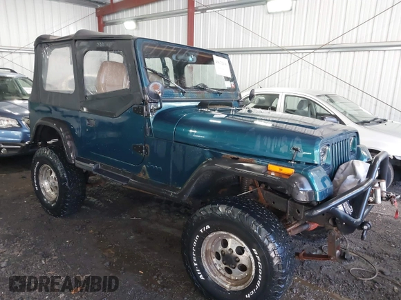 1995 Jeep Wrangler S with VIN 1J4FY19P0SP262341, listed as a IAAI auction lot 41672136 with 161,979 mi miles. Bid and sale history available at carsss.com. Image 1.