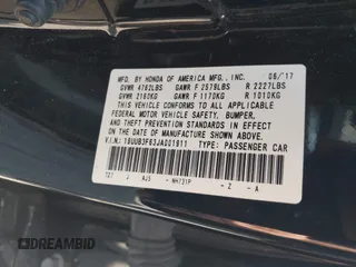 2018 Acura TLX w/A-SPEC Pkg with VIN 19UUB3F63JA001911, listed as a IAAI auction lot 42167622 with 114,845 mi miles and . Bid and sale history available at DreamBid. Image 9.