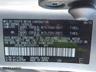 2016 Toyota 4Runner Limited with VIN JTEBU5JR1G5283914, listed as a IAAI auction lot 41340576 with 164,849 mi miles. Bid and sale history available at carsss.com. Image 9.