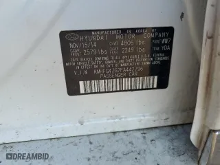 2015 Hyundai Azera with VIN KMHFG4JG7FA442796, listed as a Copart auction lot 45759345 with 129,040 mi miles and Salvage Title. Bid and sale history available at carsss.com. Image 14.