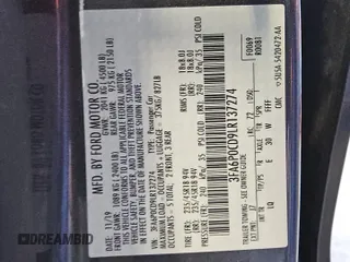 2020 Ford Fusion SEL with VIN 3FA6P0CD9LR137274, listed as a Copart auction lot 57070035 with 65,707 mi miles and Clean title. Bid and sale history available at DreamBid. Image 12.