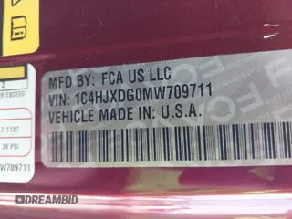 2021 Jeep Wrangler Unlimited Sport S с VIN 1C4HJXDG0MW709711, выставлен на аукционе IAAI как лот 42394165 с пробегом 52 916 миль миль и . История ставок и продаж доступна на DreamBid. Изображение 9.
