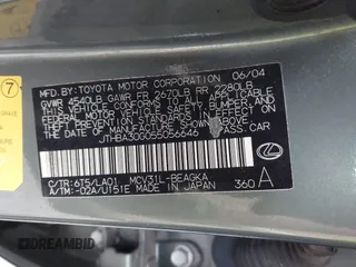 2005 Lexus ES 350 z VIN JTHBA30G055056646, wystawiony jako IAAI lot #42288911 z przebiegiem 173 017 mil mil oraz . Historia ofert i sprzedaży dostępna na DreamBid. Obrazek 9.