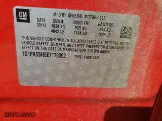 2014 Chevrolet Cruze LS with VIN 1G1PA5SH5E7178392, listed as a Copart auction lot 74535974 with 51,906 mi miles and Salvage Title. Bid and sale history available at carsss.com. Image 13.
