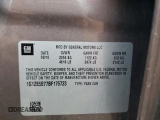 2011 Chevrolet Malibu LTZ with VIN 1G1ZE5E77BF175723, listed as a Copart auction lot 44538795 with 173,241 mi miles and Salvage Title. Bid and sale history available at DreamBid. Image 12.