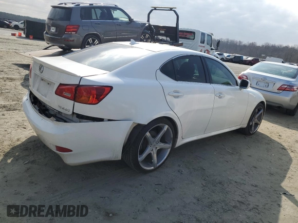 2008 Lexus IS 250 with VIN JTHBK262182063615, listed as a Copart auction lot 44211525 with 147,433 mi miles and Salvage Title. Bid and sale history available at DreamBid. Image 3.