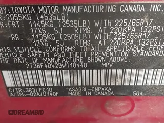2011 Toyota RAV4 with VIN 2T3BF4DV2BW110440, listed as a IAAI auction lot 42127063 with 131,543 mi miles. Bid and sale history available at carsss.com. Image 9.
