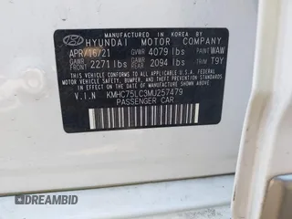 2021 Hyundai Ioniq SE with VIN KMHC75LC3MU257479, listed as a IAAI auction lot 41893021 with 65,785 mi miles and . Bid and sale history available at DreamBid. Image 9.