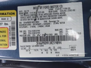 2018 Ford Fusion Titanium with VIN 3FA6P0D91JR219894, listed as a IAAI auction lot 41544449 with 100,406 mi miles. Bid and sale history available at carsss.com. Image 9.